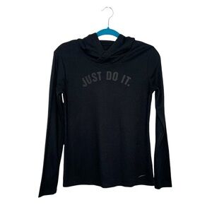 Nike Dri Fit Black JUST DO IT Training Hooded Shirt Hoodie
